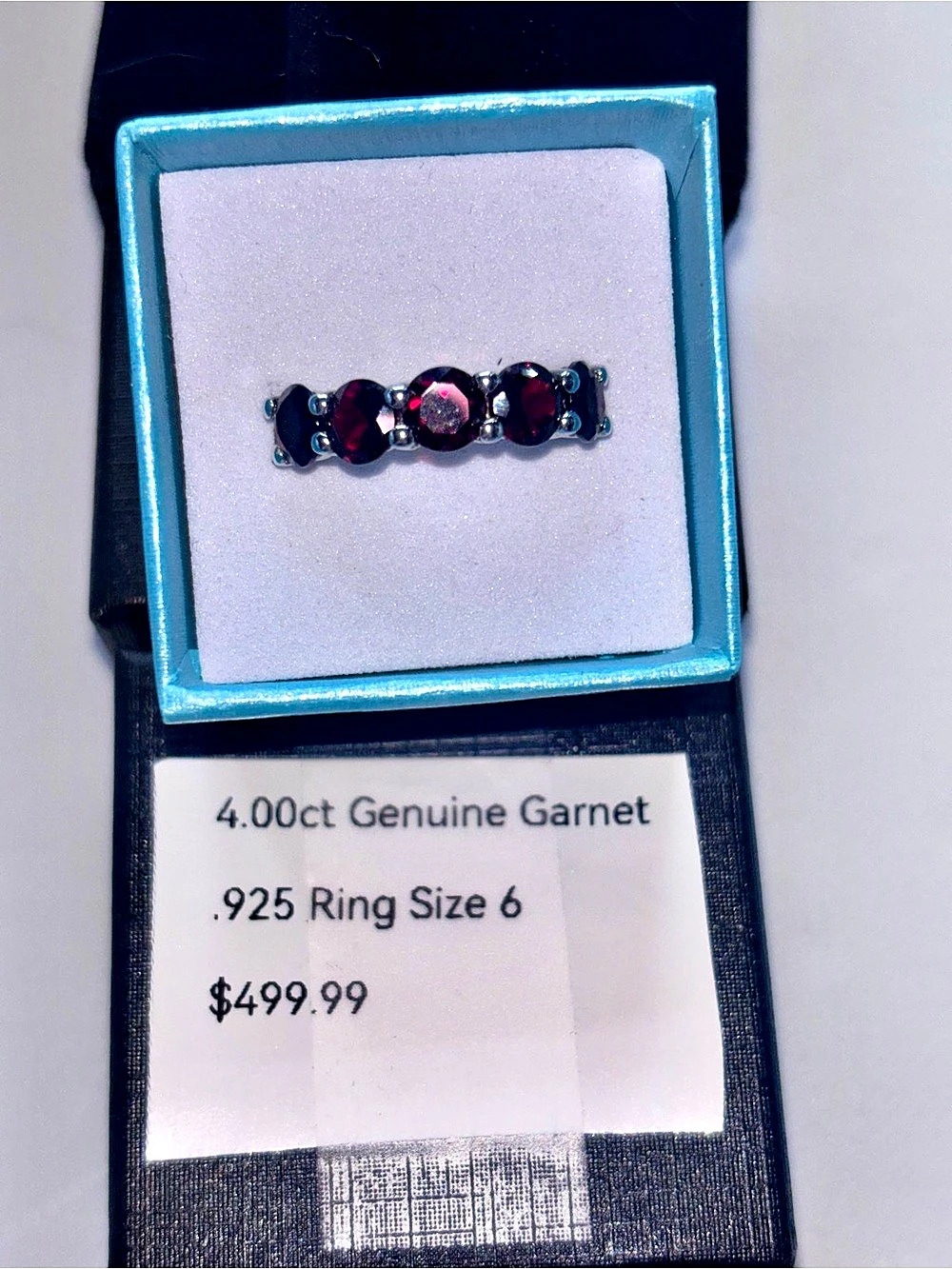 4.00ct Garnet Sterling Silver Ring Size 6 NWT